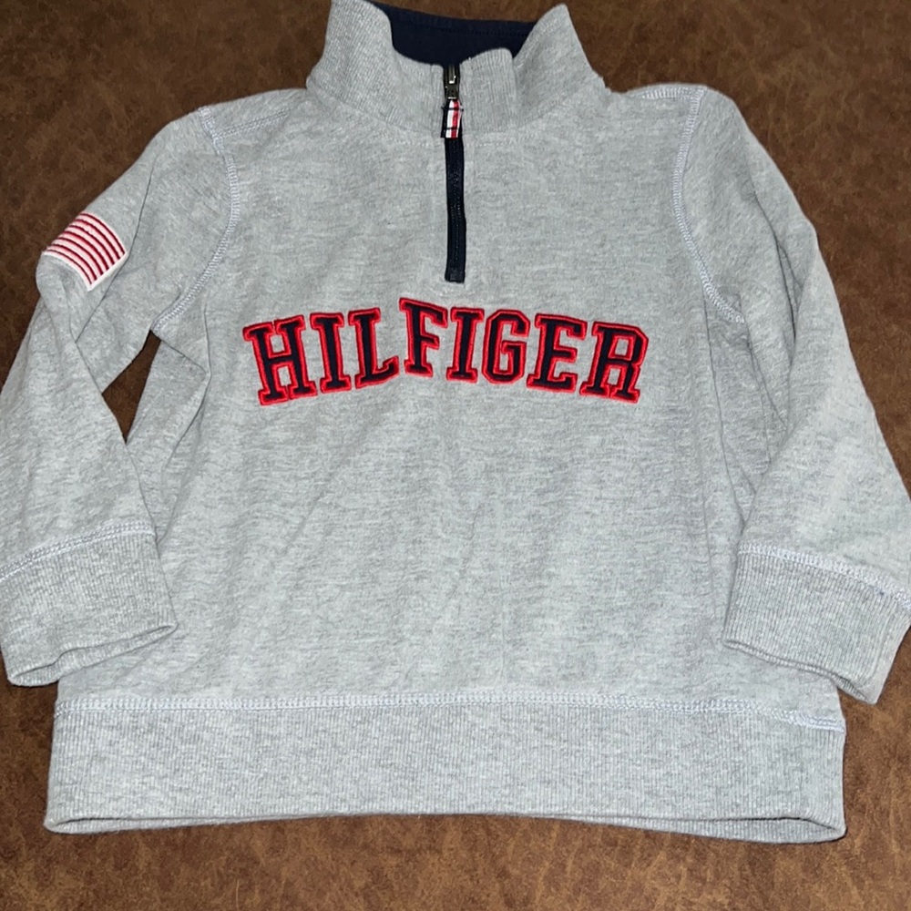 Tommy Hilfiger Gray 1/4 Zip Long Sleeve Shirt